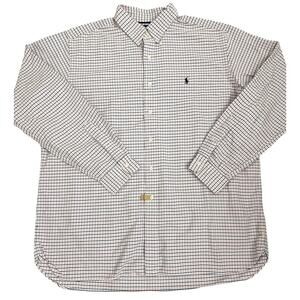 Ralph Lauren Classic Fit Pink Blue White Button Down Dress Shirt Size Men's XL
